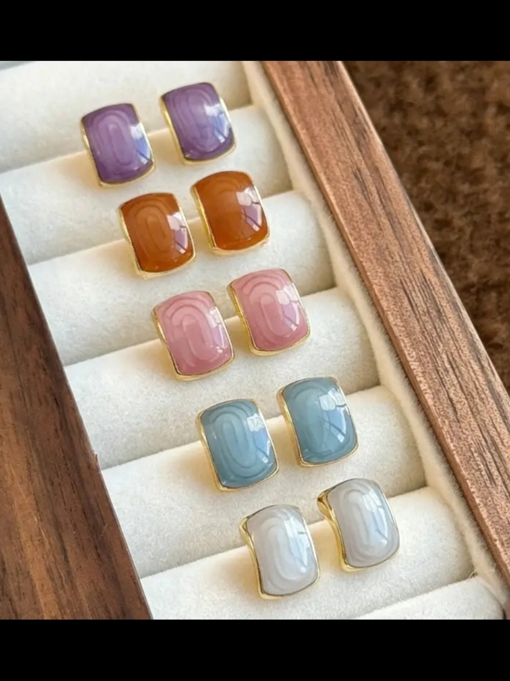 Gold-Trim Stud Earrings